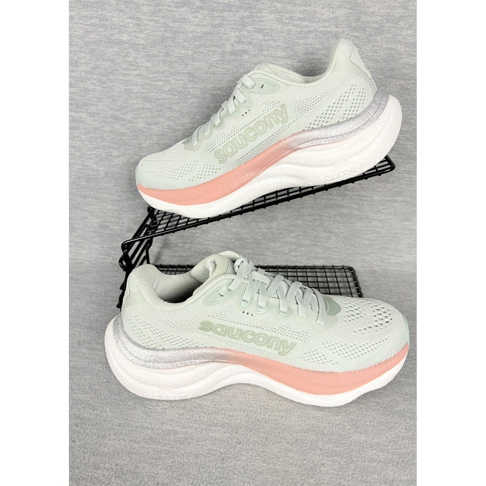 Saucony Ride 15 Running Sneakers Womens 6 M Green Pink Mist Cameo Comfort - Picture 2 of 13